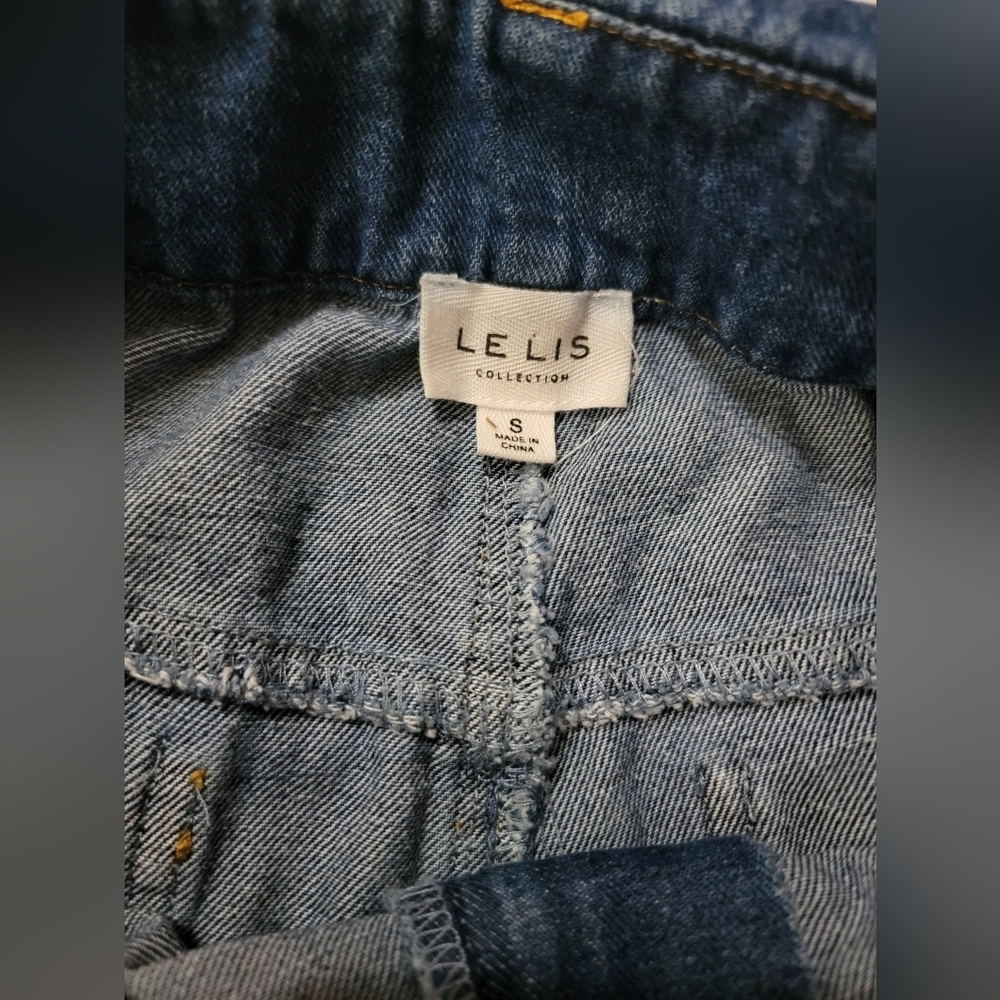 Le Lis 100% Cotton Paper Bag Belt  Light Blue High-Waisted Shorts Size 29 - Picture 11 of 13